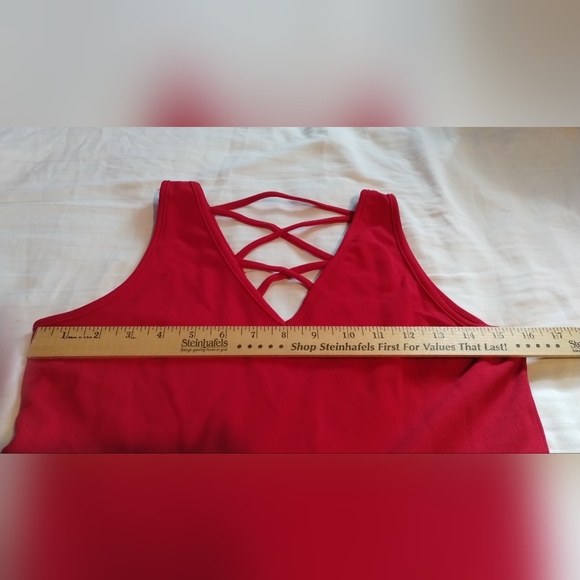 Red Strappy Back Dress, Size M - Picture 5 of 6